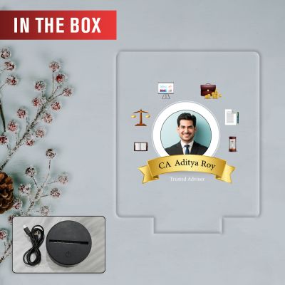 Personalized CA Chartered Accountant LED Table Lamp with Warm White Light & USB Powered Gift for CA Aspirants, Student Gift for Company CA Birthday Gift for CA (CA Gift for Men)